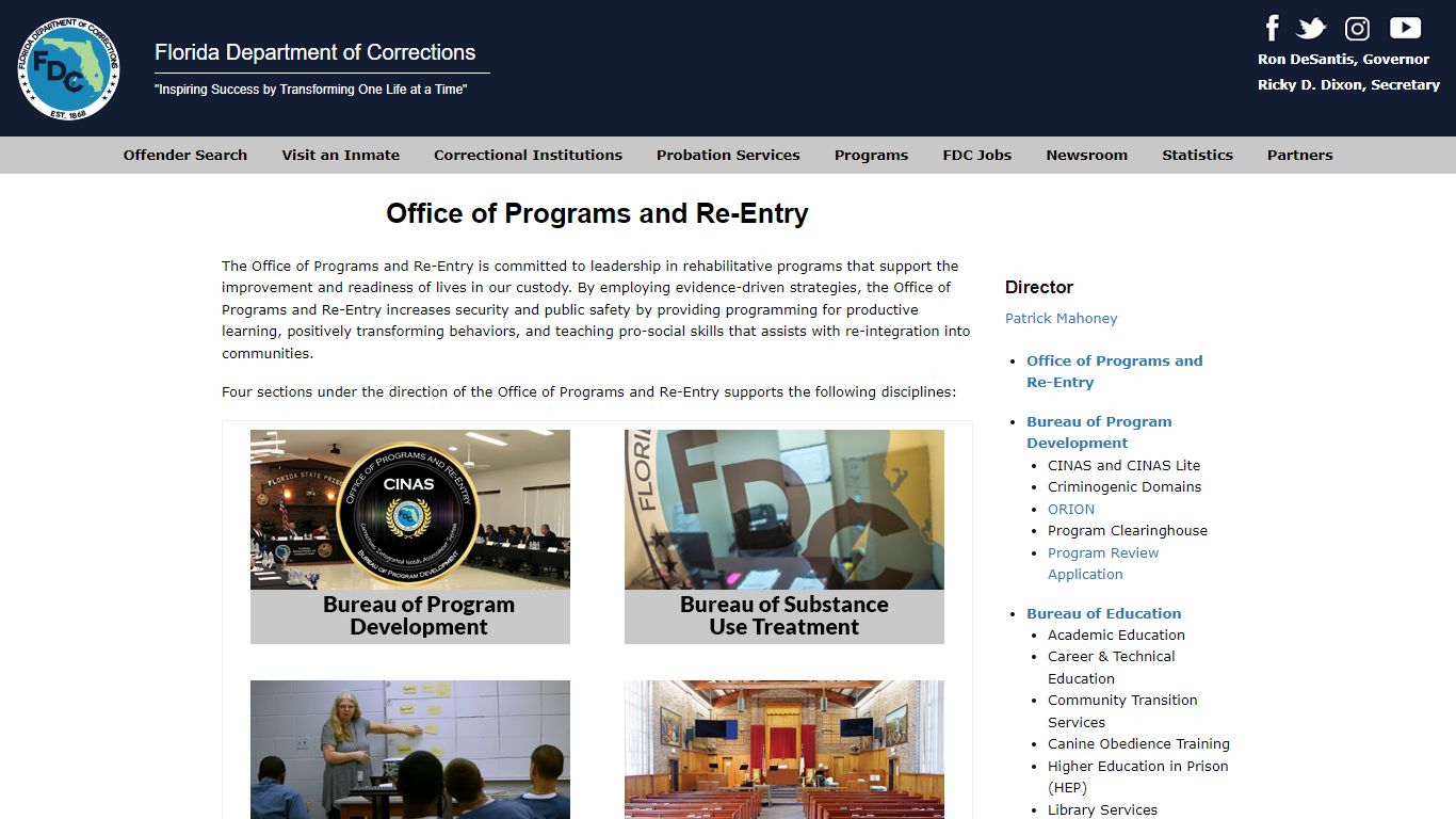 Florida Department of Corrections -- Office of Programs and Re-entry